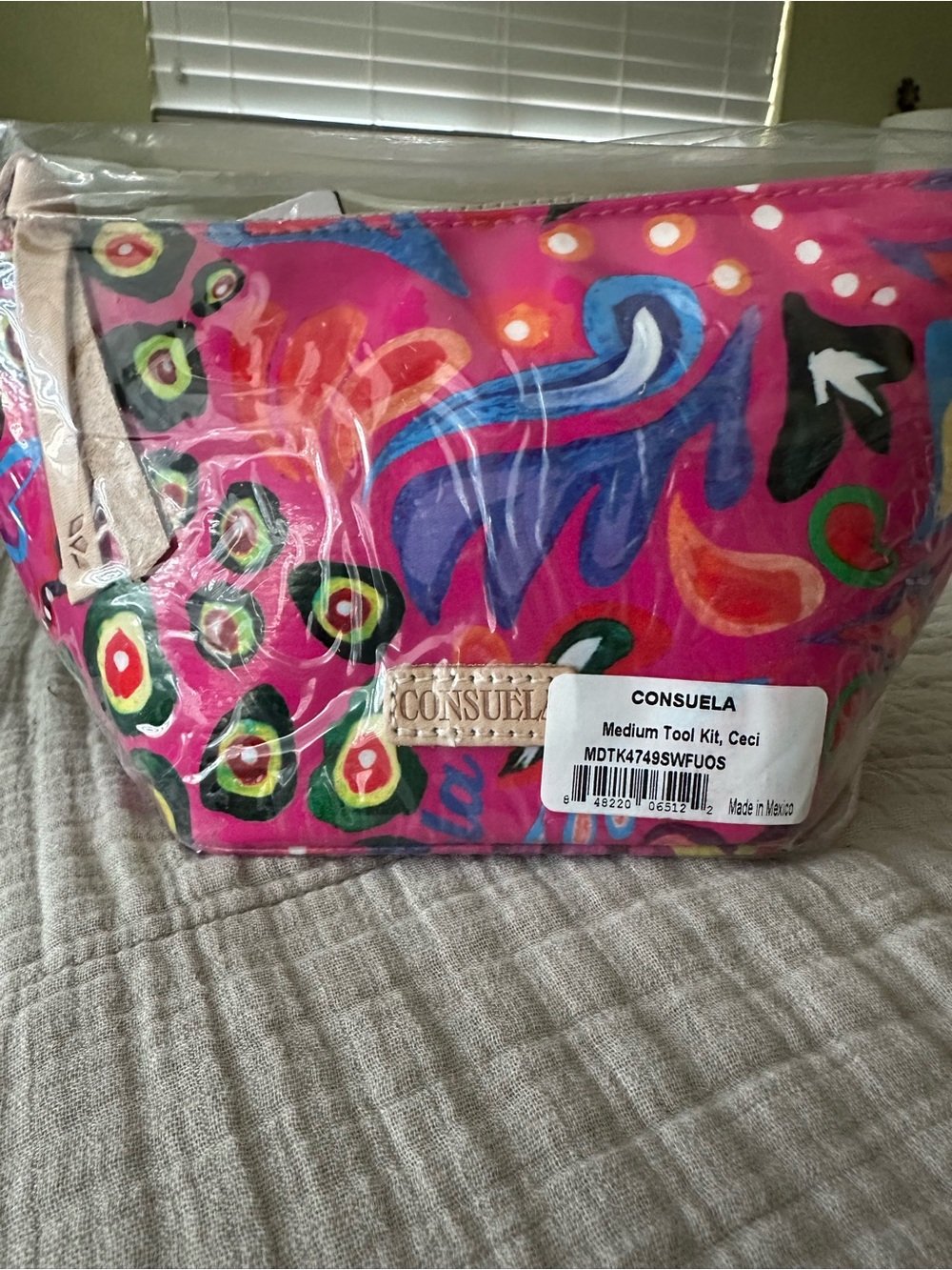 Consuela (Ceci) Bright Pink Multicolor Cosmetic Pouch